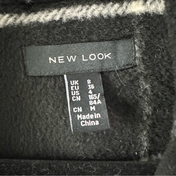 NEW LOOK belted maxi coat in black window check SZ US 4 - Picture 4 of 6